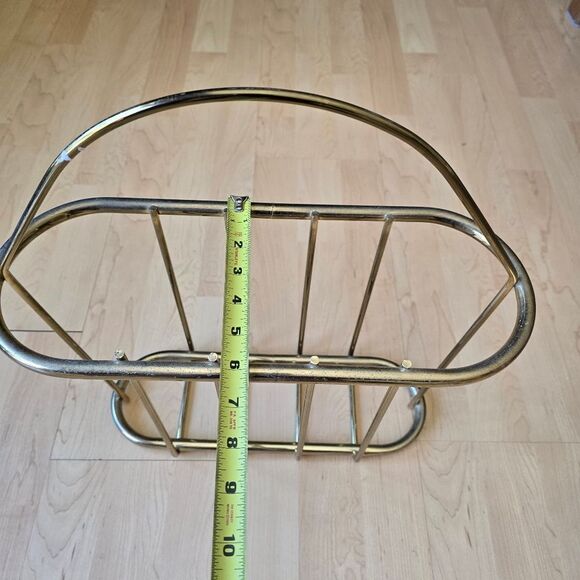 Mid Century Modern Brass Magazine Rack Book Holder Vintage - Picture 4 of 8